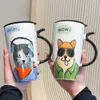 580ML Cute Dogs Cats Fun Coffee Mug Ceramic Cup Women Men for Hot Cocoa Chocolate Work Christmas Halloween Boyfriend Girlfriend Unique Gift