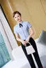 Women's Blouses Summer Women & Shirts With Necktie White Office Ladies 2 Piece Pant And Tops Sets Short Sleeve Clothes