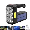 Linternas Antorchas Solar Recargable USB 8 LED Reflector portátil Foco de largo alcance Deslumbramiento Camping al aire libre Seach LightFlashlights