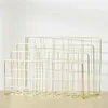 Storage Holders Racks Rose Gold Book Stand Office Table Metal spaper Shelf Rack Bookstore Magazine Organizer Holder Wrought Iron Bookend 230307