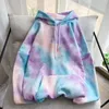 Men's Hoodies Women Sweatshirt Ladies Colorful Tie Dye Printed Long Sleeve Hooded Women's Tops Korean Loose Cotton Pullover Plus Size