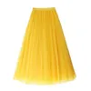 Skirts Fall Winter 95 CM Extra Long Thick 2 Layers Mesh Expansion Skirt Yellow White Black Tulle Elastic Waist Beach Travel Ball Skirts W0308