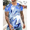 T-shirt da uomo Colori magici Liquid 3D Camicia stampata all over Estate Streetwear Vocazione casual Manica corta Uomo Abbigliamento unisex