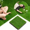 Decorative Flowers Simulation Artificial Grass Square Draining Floor Mat Turf Rug Realistic For Outdoor Flooring Patio Garden Accessory