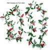 Decorative Flowers 2M Pine Vine Garland Wear-resistant Red Berries Rattan Wall Door Decor Cute Christmas Tree Ornaments Xmas Wreath