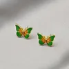 Stud Earrings Cute Korea Style Butterfly For Women Minimalist Gold Color Enamel Animal Jewelry Party Gift