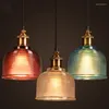 Lâmpadas pendentes Creative Nordic Colored Glass Candelier Retro Industrial Style Bar Room Bedroom Study