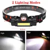 Portable Mini Powerful LED Headlamp COB USB Rechargeable Hunting Headlight Waterproof Head Torch with Tail Magnetic