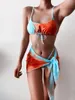 Damenbadebekleidung 2023 Tie Dye Bikini Weiblicher Badeanzug Frauen Dreiteilige Set Halter Badende Bedruckter Badeanzug Schwimmen Dame