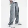 Erkekler Kot Pantolon Düzensiz Yıkalı Retro Geniş Bacak Kot Pantolon Erkek ve Kadın Vibe Style Düz Hip Hop Gevşek Denim Pantolonlar Z0301