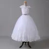 Mädchen Kleider Blume für Hochzeiten Ballkleid Tüll Applikationen Perlen Schleife Lange Erstkommunion Kleine Kinder Baby