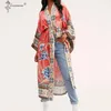 Women's Blouses & Shirts Bohemian Style Printed Self Belted Loose Summer Beach Tunic Plus Size Beachwear Long Kimono Cardigan Vacation Women