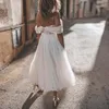 Robes décontractées élégant Boho court une ligne de mariage 2023 pour les femmes dentelle appliques robes de mariée dos nu blanc robes de mariée fête