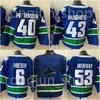 Custom Vancouver Hockey 43 Quinn Hughes Jerseys Thatcher Demko Henrik Sedin 53 Bo Horvat 6 Brock Boeser 40 Elias Pettersson 22 Sedin 10 Pave