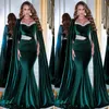 Glamour Sirène Robes De Bal À Manches Longues Châle En Taffetas Avec Des Paillettes Brillantes Taille Haute Étage Longueur Plus La Taille Robe De Soirée Sur Mesure Robe De Noite