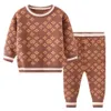 Kleding Jongen Designer Set met lange mouwen Baby Breien Broek Stuks Sportpak Kinderkleding Pasgeboren