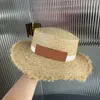 Hollow Ventilation Wide Brim Hats Bright Color Stitching White Ribbon Straw Hats Female Street Vacation Sun Protection Caps