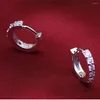 Stud Earrings 925 Sterling Silver Sparkling Single Row Zircon For Women Female Fashion Jewelry Birthday Gift