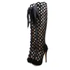 Boots Summer Sexy Over The Knee Boots Rome Ultra High Heels Fashion Hollow Out Women Peep Toe LaceUp Zip Platform Shoe Sandals Spring 230309