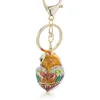 Key Rings Fashion 3D Owl Keyrings Keychains Crystal Rhinestones Enamel Glazing Key Chain Ring Holder For Car K342