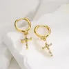 Boucles d'oreilles créoles Mafisar couleur or croix petite goutte délicate pavée zircone cubique bijoux pour femmes fille 2023 cadeau à la mode