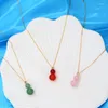 Naszyjniki wiszące chiński styl szczęście Gurda czerwony agat różowy kryształ zielony Aventuryn naturalny kamień