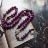 ペンダントネックレスディーヤロカトリックマリア聖家族十字架派イエスクロスネックレス手織り紫のロザリオビーズジュエリー