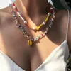 Choker Bohemian Multi Layered Pärled Strand Necklace Women Layering Beach Shell Pearl Statement smyckespresent