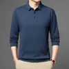 Polos pour hommes Marque Chemise Hommes À Manches Longues Affaires Casual Hommes Vêtements Printemps Automne Solide Mâle Turn Down Col Tops Tees 230308