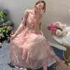 Abiti casual Abito da donna coreano da sera Dolce floreale Sexy cinturino senza spalline Maxi abito Party Beach Compleanno Lady Girl Robe Femme Vestidos