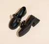 Дизайнерские женщины весенняя черная платформа кожаная обувь