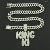 Pendant Necklaces Men Women Hip Hop Miami Cuban Chain Letter KING KI Cubic Zircon Pendants Jewelry Drop