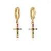 Boucles d'oreilles créoles Mafisar couleur or croix petite goutte délicate pavée zircone cubique bijoux pour femmes fille 2023 cadeau à la mode