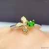 Bagues de cluster KJJEAXCMY Fine Bijoux S925 Sterling Argent Incrusté Diopside Naturel Fille Belle Bague Support Test Style Chinois Vente