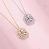 Chains Design Heart Four-leaf Clover Magnetic Pendant Necklace For Women Girls Fashion Zircon Titanium Steel Christmas Gift Jewelry