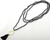 Hänge halsband mode smycken långa mini 4mm kristall knutna kalband glas med vacker söt pärla tassel charm halsband