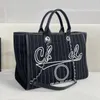 channel tote bag luxurys handbags cc beach Bag handbag large tote shopping bag calssic women totes laptop bag woman canvas purse with pearl designer bags