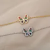 Charmarmband Färgglada zirkonfjäril för kvinnor Söt rostfritt stålkedja armband Bangle Animal Boho smyckespresent