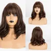 Synthetic Wigs Easihair Grey Straight Bob Synthetic Wigs with Bangs for Women Medium Length Hair Wig Wavy Heat Resistant Cosplay 230227