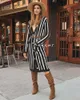 Casual Dresses Nowssa Jumper Dress Women Knitted Sweater Cardigan Open Stitch Striped Elegant Loose Sweaters Autumn Winter Vestidos