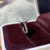 Cluster Rings 18k White Gold 0.31 H Color VVVS1 Round Cut Natural Diamond Engagement Ring Side Stone 0.536ctw Real Fine