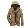 Herrenjacken Winter Herren Zweiteilige Baumwolljacke mit gepolsterter Fleece-Kapuze mittleren Alters und herausnehmbarem Futter M-3XL Herrenmantel