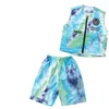 Bühnenkleidung Kinder National Tide Hip-Hop-Tanzkleidung Kinder Tie-Dye Blau Lose Streetwear Jazz Performance Kostüme Outfits DQS7524