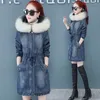 Men's Down 2023 Designer Padded Jacket Plush Thick Cotton-padded Real Fur Collar Hooded Denim Winter