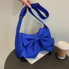 Borse da sera Borsa a tracolla da donna in tela con fiocco e nodo a pieghe Borsa da donna di grande capacità Borsa a tracolla leggera con tracolla larga