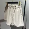 Shorts pour femmes Vêtements pour femmes Mode Feminino Cuir véritable Blanc Shorts décontractés Mujer Grandes poches Taille élastique Sexy Mini Booty Pants 230308