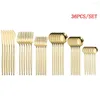 Dinnerware Sets Tableware Gold Cutlery Set 36 Piece Fork Spoon Flatware Cutelry Stainless Steel Dinner Dessert Knife Tea