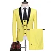 Trajes para hombres 2023 Traje de tres piezas de negocios formal para hombres Traje de color sólido para boutique de moda para hombres Slim Fit Estilo británico Boda para hombres