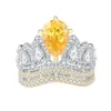 Queen Crown Diamond Pierścień 100% prawdziwy 925 srebrny srebrny przyjęcie weselne pierścienie dla kobiet mężczyzn darowizny urodzinowe zaręczynowe biżuteria