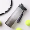 Botellas de agua 1000ml Motivacional Fitness Sports Botella de agua con marcador de tiempo BPA Free Frosted Portable Water Cup para gimnasio Camping al aire libre 230309